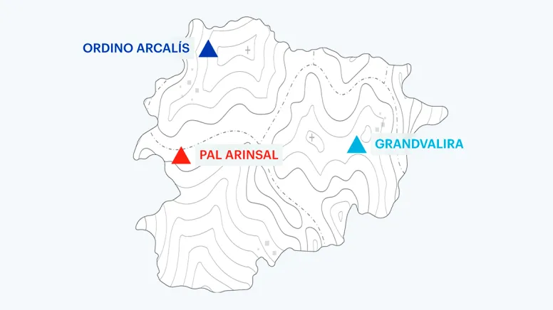 Mapa de las estaciones de Grandvalira Resorts