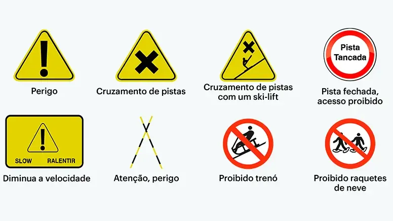 Sinais comuns nas pistas